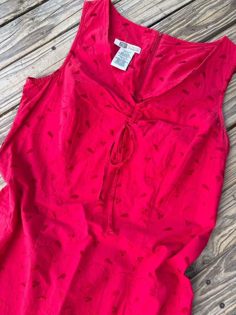 Faded Glory Red Embroidered Sleeveless Dress